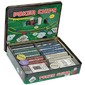Фотография Набор для покера на 500 фишек с номиналом в жестяном боксе [=city]